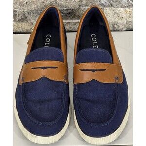 Cole Haan Nantucket 2.0 Penny Loafers Men's 11 M Canvas Leather Navy Coastal
